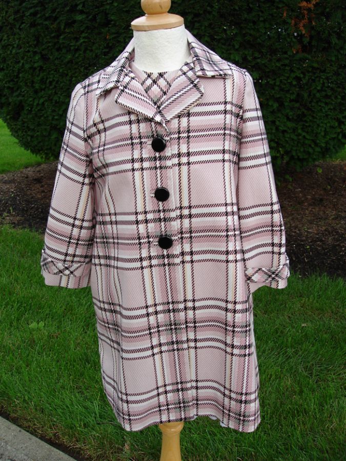 Pink Houndstooth Coat and Hat by Helena