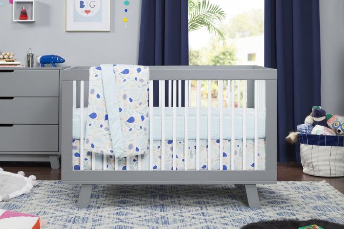 Hudson 3-IN-1 Convertible Crib in Grey with White by Babyletto