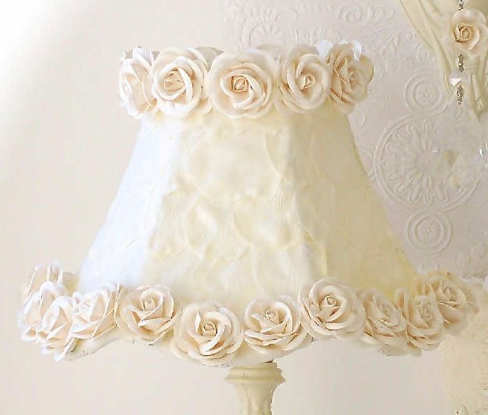 Lamp Shade with Cream Petals & Roses by A Vintage Light