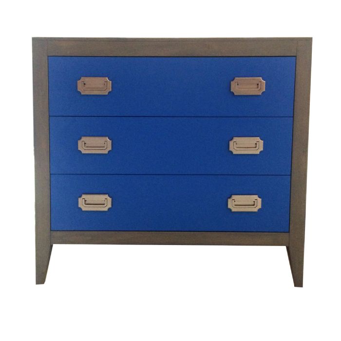 Devon 3 Drawer Dresser in Misty Grey Stain with Sailboat Blue by Newport Cottages