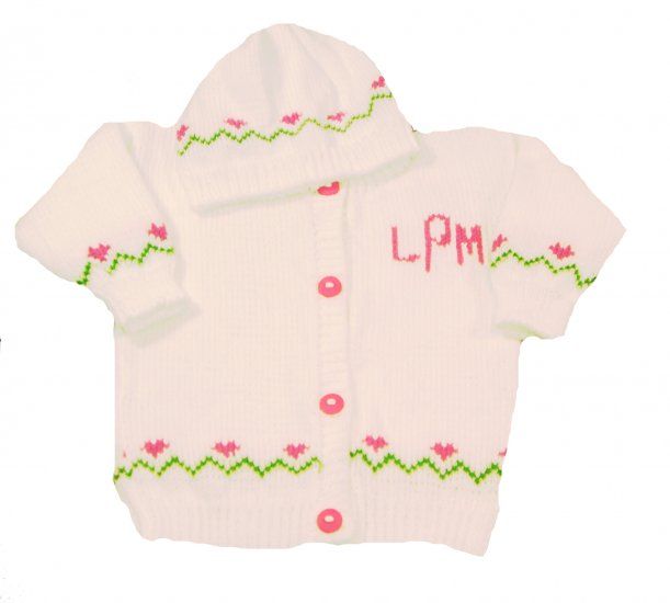 Personalized Baby Girl Cardigan and Hat Set by Monogram Knits
