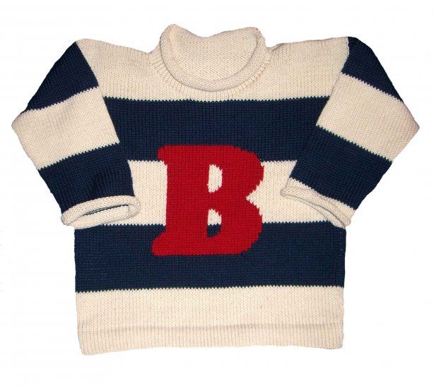 Personalized Rugby Stripes Letterman Pullover Sweater by Monogram Knits