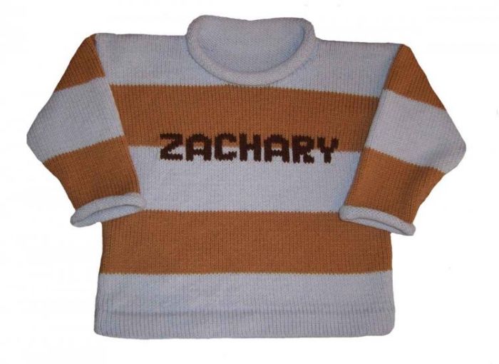 Personalized Rugby Stripes Name Sweater by Monogram Knits