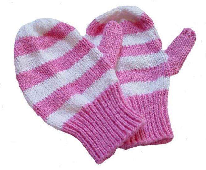 3 Color Striped Mittens by Monogram Knits