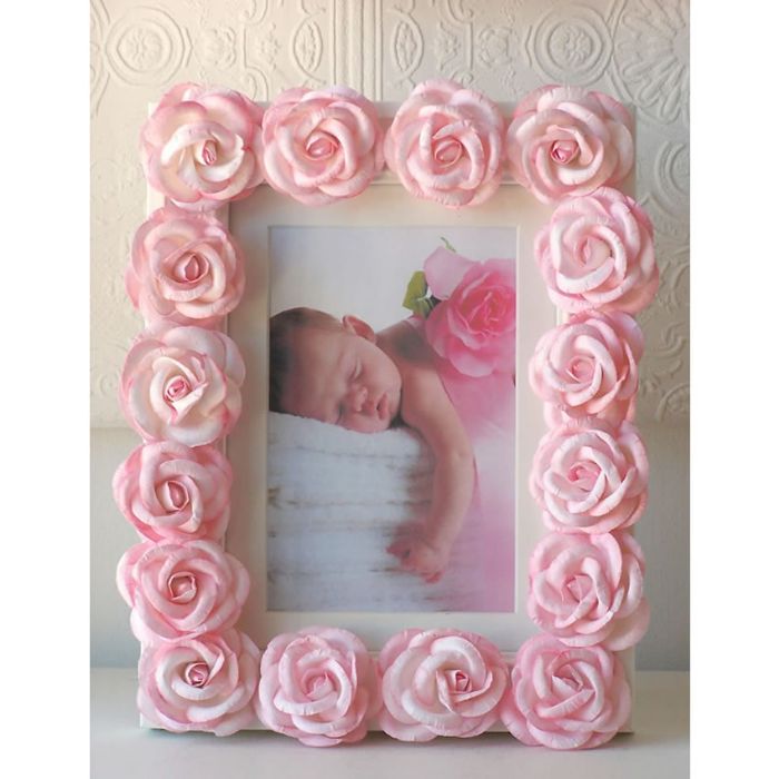 Pink Rose Picture Frame by A Vintage Light