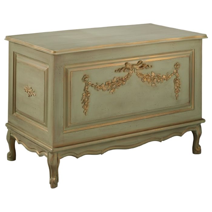 French Toy Chest with Mouldings in Versailles Green by AFK Art For Kids