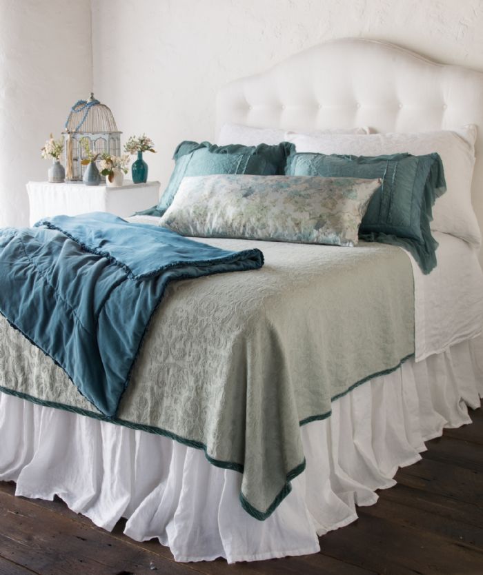 Adele in Cenote and Eucalyptus Bella Notte Linens Bedding by Bella Notte Linens