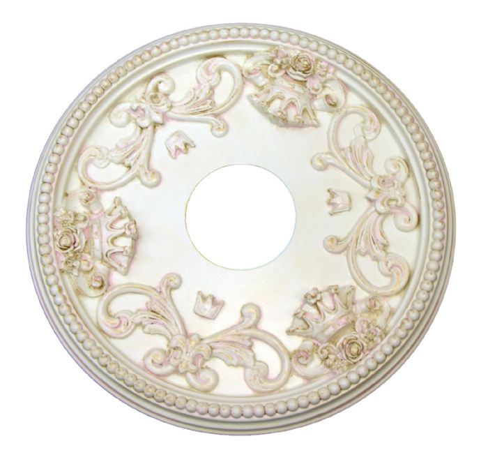 Shabby Rose and Crown Ceiling Medallion in Custom Cream,Pink,Gold by I Lite 4 U