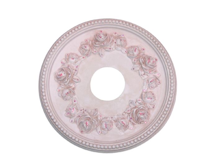 Shabby Rose Ceiling Medallion in Antique Pink with Jewels by I Lite 4 U