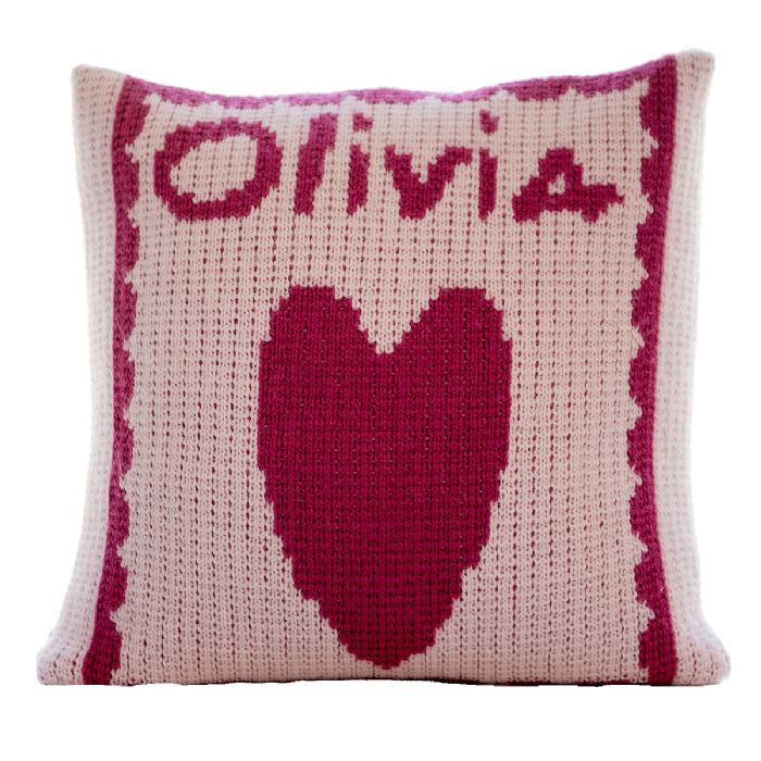 Single Heart and Name Pillow by Butterscotch Blankees