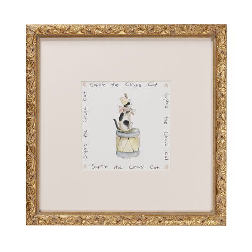 Circus Collection in Gold Frame- Sophie the Cat Print by AFK Art For Kids
