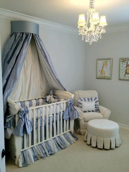 Sorbonne in Blue Crib Baby Bedding by Lulla Smith