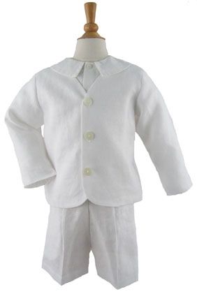 Linen Eton Suit- Short in White by Katie & Co/Gordon & Co
