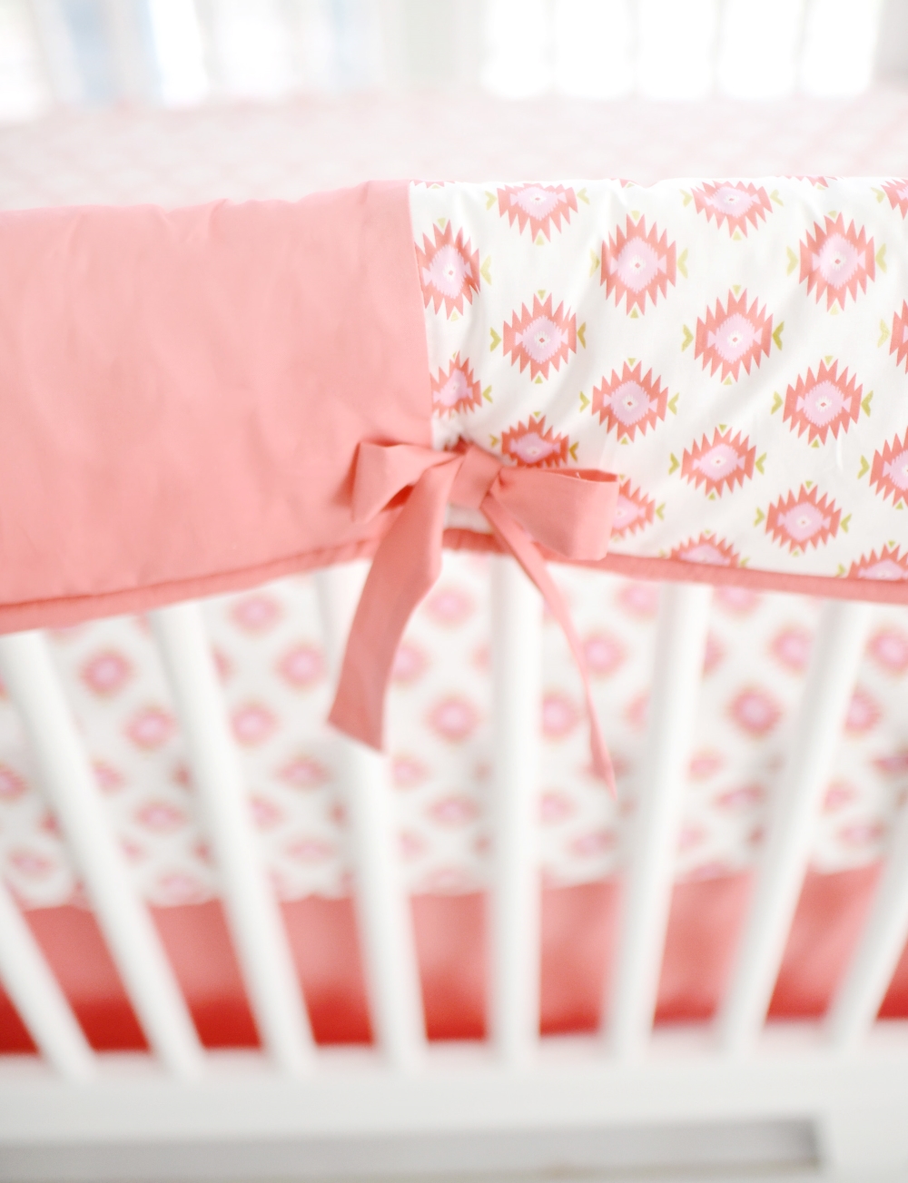 Aztec Baby Bedding In Pink Coral Gold I Tribal Collection By New