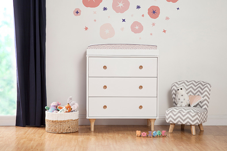 Lolly 3 Drawer Changer Dresser In White With Natural By Lolly 3 Drawer Changer Dresser In White With Natural By