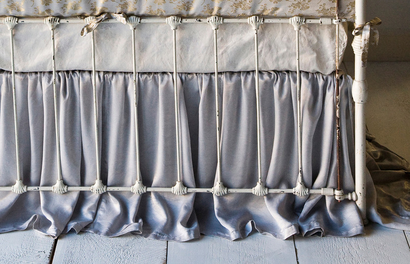 Baby Crib Skirt In Satin By Bella Notte Linens