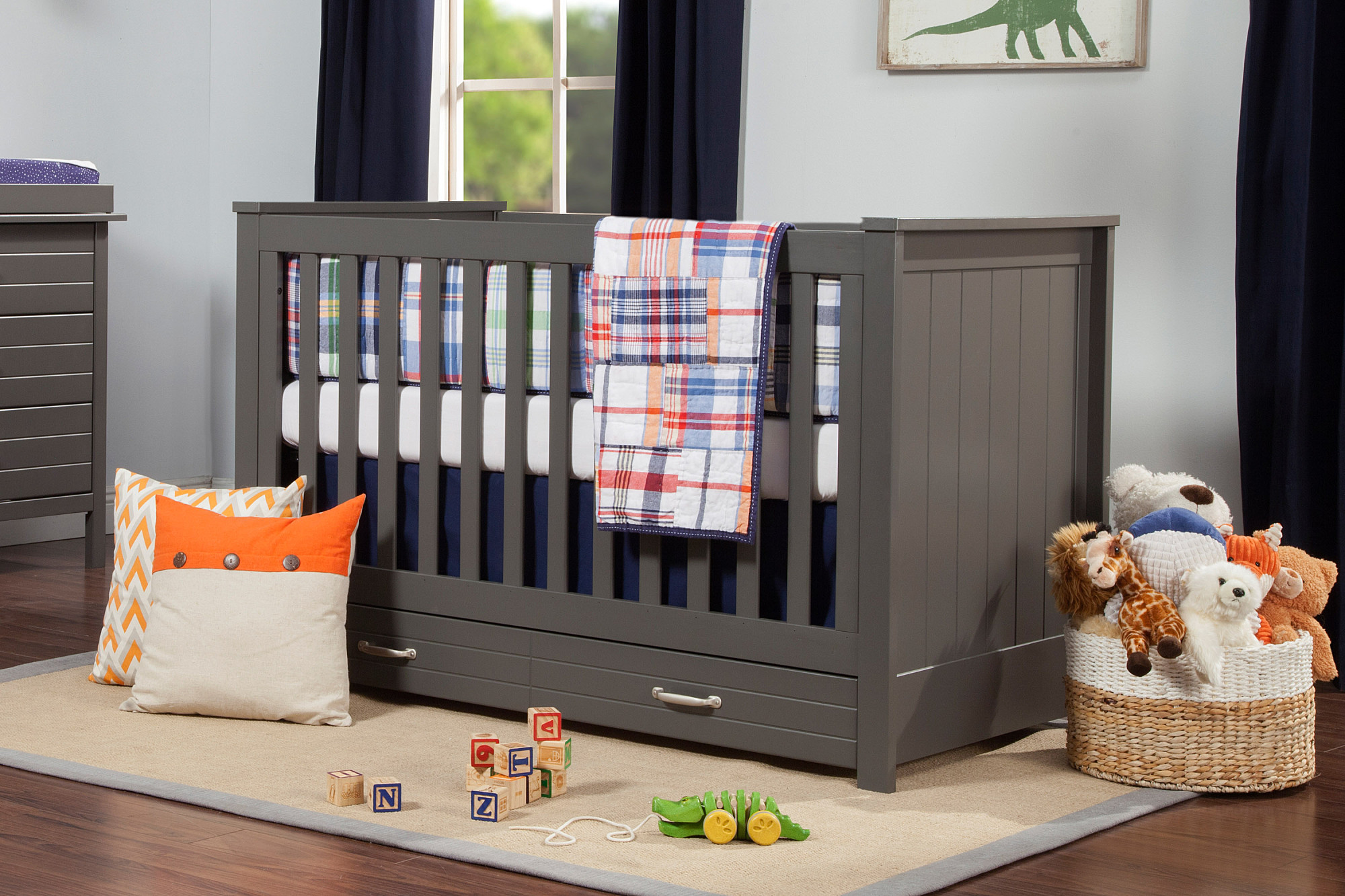 Asher 3-in-1 Convertible Crib in Slate by DaVinci Baby