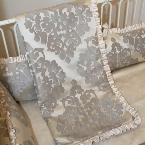 silver crib bedding