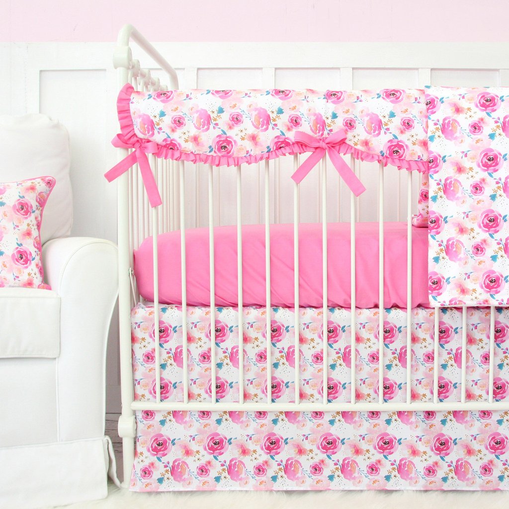 Mackenzie S Bright Pink Floral Crib Bedding By Caden Lane