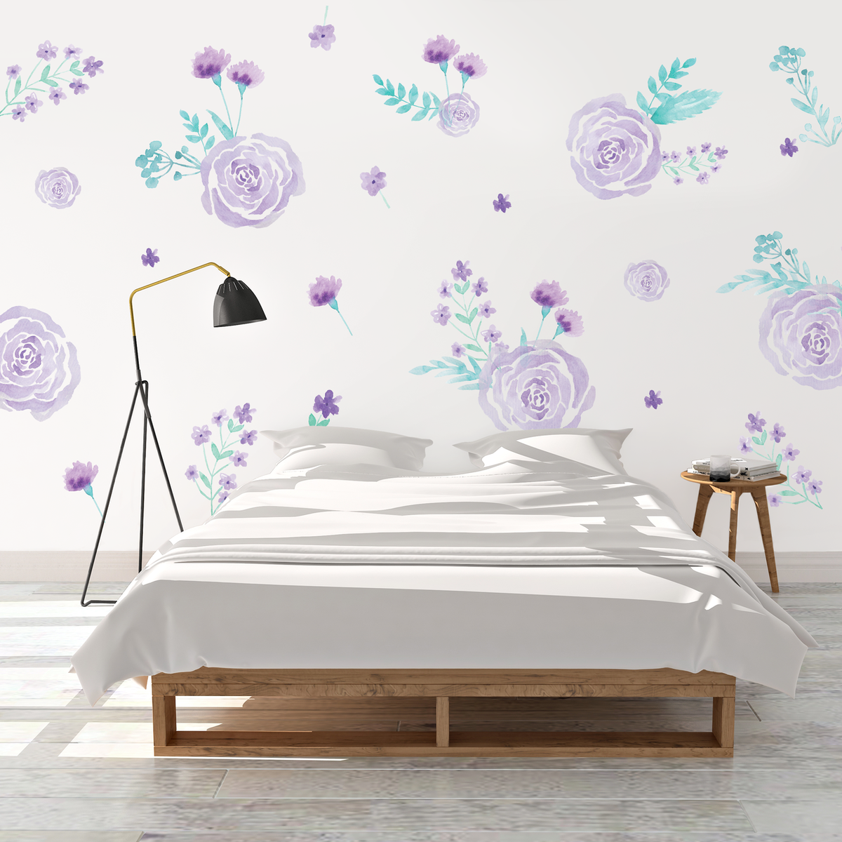 Purple Watercolor Flowers Wall Decals by Wall Decals