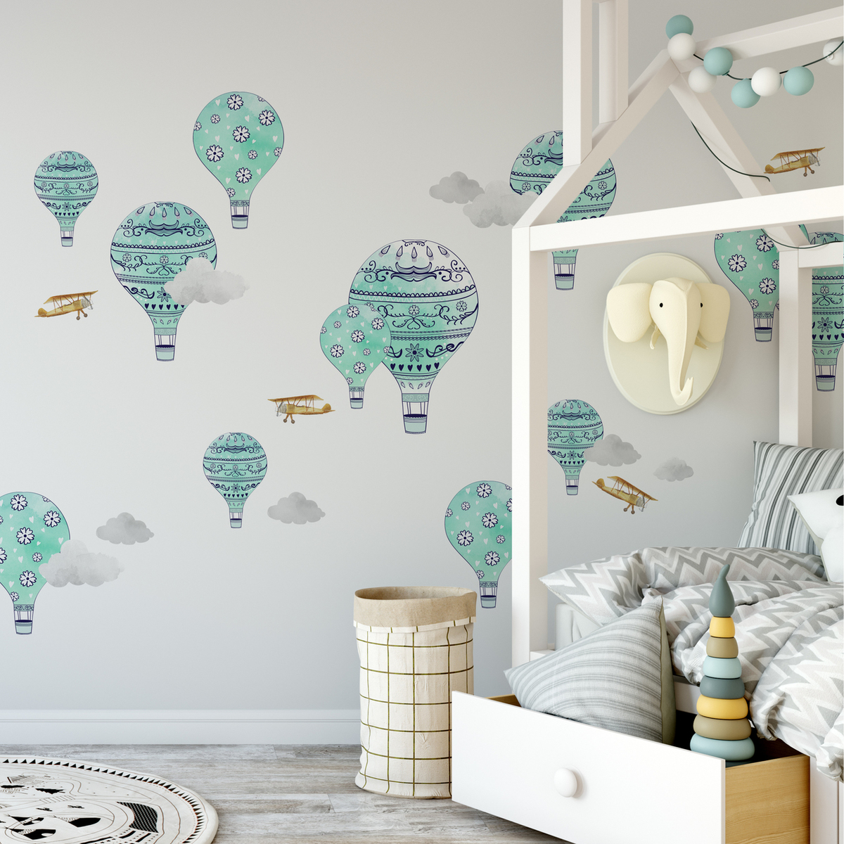 Teal Hot Air Balloons Wall Decals by Wall Decals