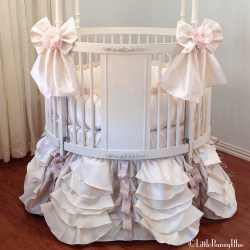 round crib bedding girl