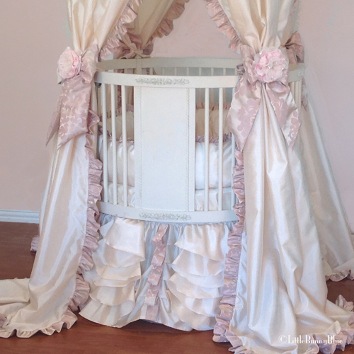 Valentina Canopy Round Crib Baby Bedding by Little Bunny Blue