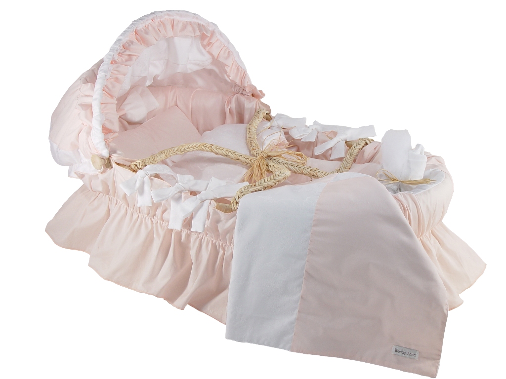 Baby Pink Egyptian Cotton Moses Basket by Wendy Anne