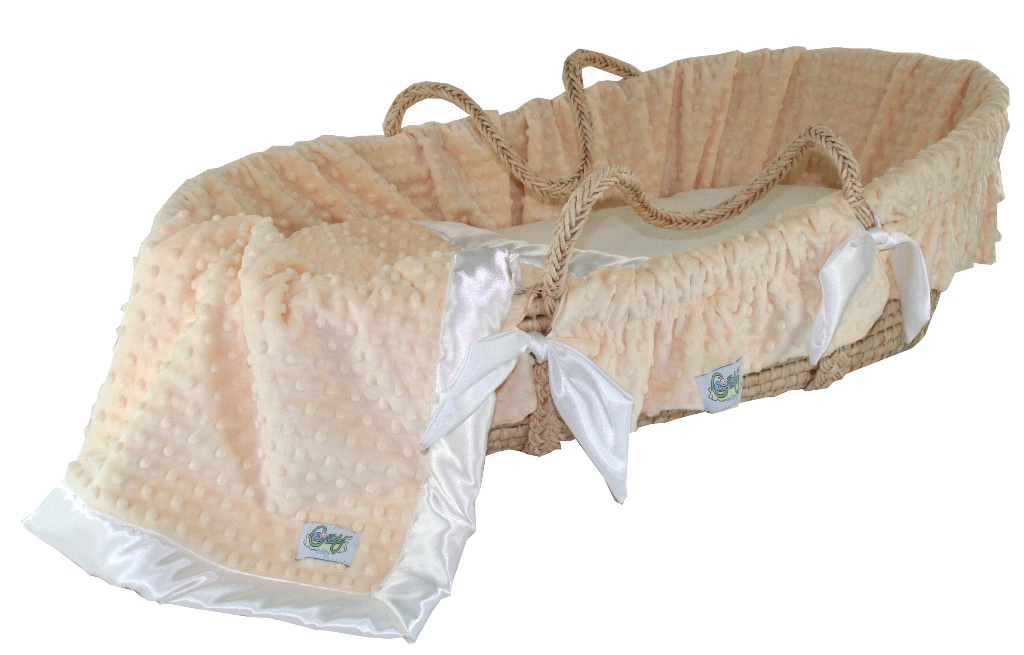 Minky Dot Yellow Cozy Baby Moses Basket by Wendy Anne