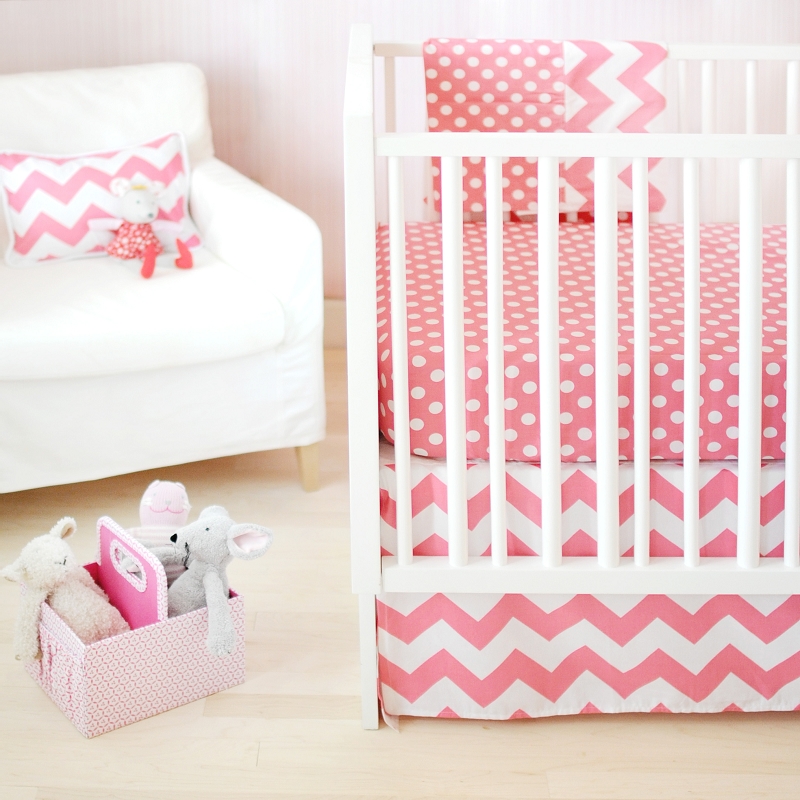 Zig Zag Crib Baby Bedding In Hot Pink By New Arrivals