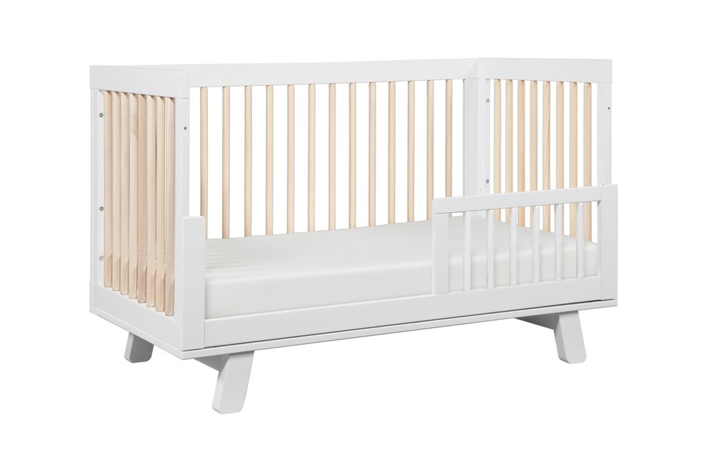 Hudson 3IN1 Convertible Crib in White with Washed Natural by Babyletto