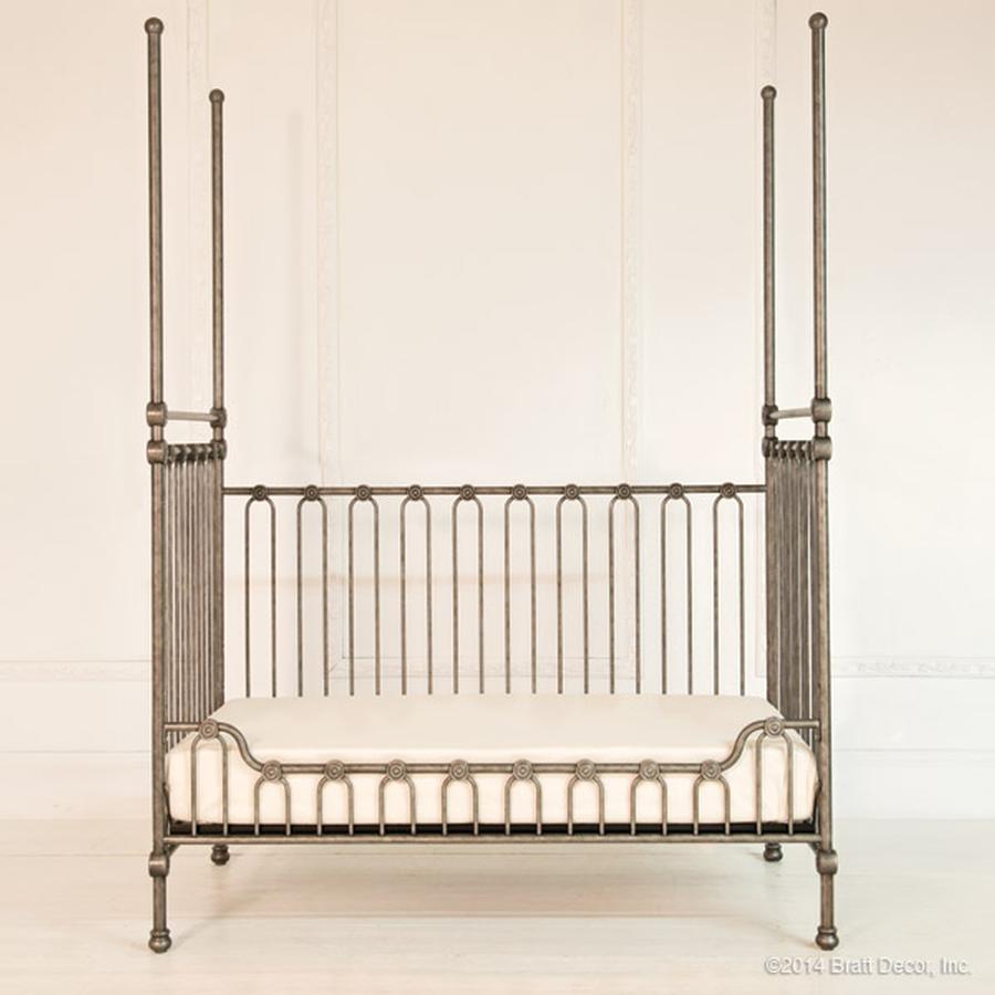 Joy Canopy Crib In Pewter Convertible By Bratt Decor
