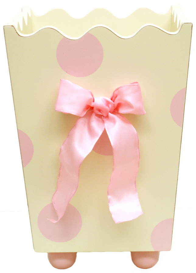 Pink Polka Dot Wastebasket by New Arrivals