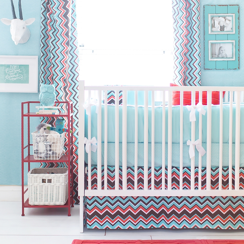 Piper In Aqua Crib Baby Bedding By New Arrivals