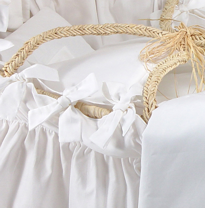 Egyptian Cotton White Moses Basket by Wendy Anne